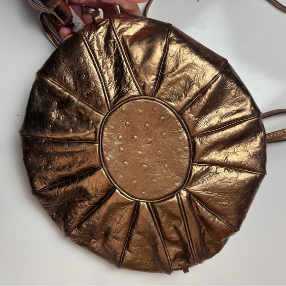 Sharif gold leather puff balloon crossbody bag with pouch rare - Picture 3 of 6